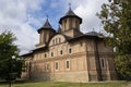 TÃÂ¢rgoviÃâ¢te castle, tower. Vlad the Impaler, Dracula`s old capital. Cloudy sky. Romania